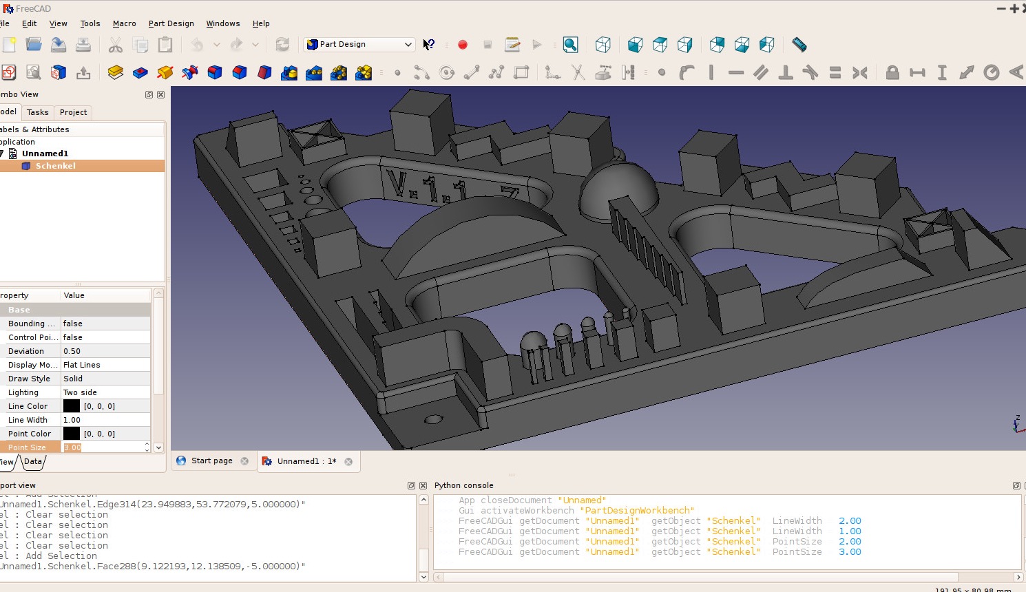 FreeCAD engineering workspace